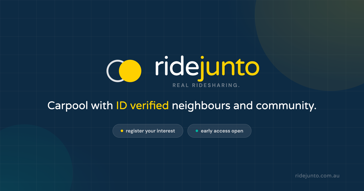 Ride Junto — Real Ridesharing | Community Carpool, Melbourne